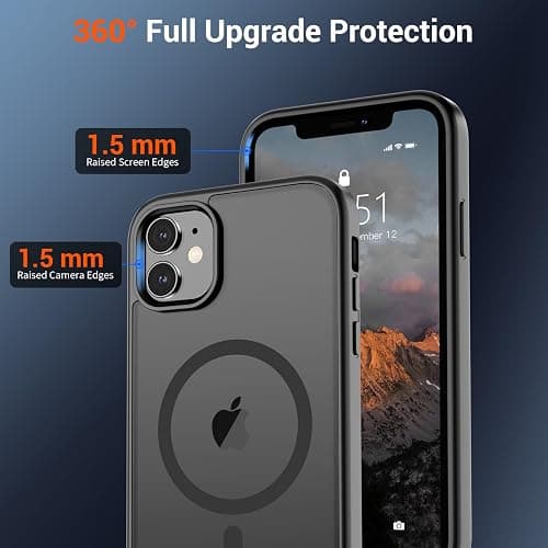 SUPFINE Magnetic for iPhone 12 Case/iPhone 12 Pro Case (Compatible with MagSafe)(Military Grade Drop Protection) Slim Translucent Matte Shockproof with Anti-Fingerprint Phone Case,Black thumbnail 4