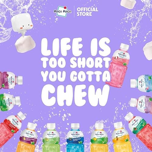 Mogu Mogu Strawberry Juice Drink with Nata de Coco (Coconut Jelly) – Chewy Fruit Beverage for Kids & Adults, 6 Pack Bottles, 10.82 fl oz Each thumbnail 6