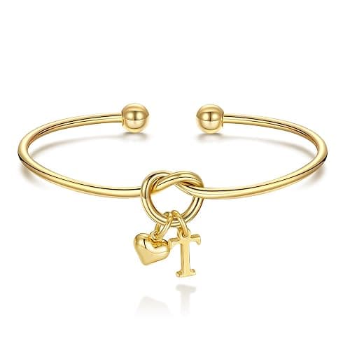 M MOOHAM Christmas Gifts for Women Teen Girls - Knot Initial Bracelets for Women, Bridesmaid Gifts Bridesmaids Proposal Gift Dainty Knot Letter A-Z Heart Initial Bracelet Jewelry Friendship Bracelets - Image 1