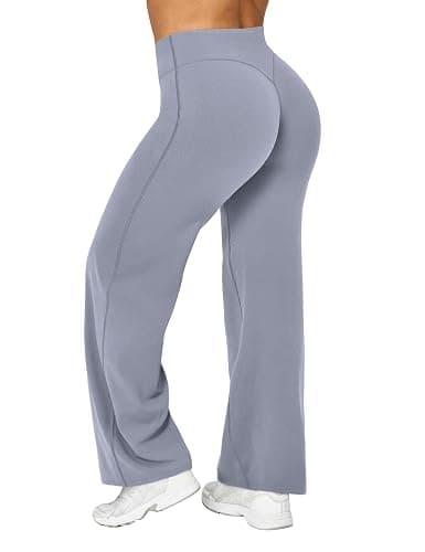 Ieumaz Women Straight Leggings Bottoms High Waist Gym Workout Leggings Stretch Casual Wide Leg Yoga Pants - Image 1
