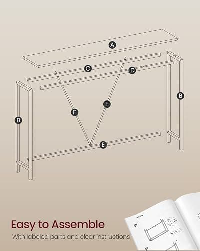 VASAGLE Console Sofa Table, Narrow Entryway Table, for Living Room, Bedroom, Easy Assembly, Charcoal Gray and Ink Black ULNT020B04 thumbnail 6