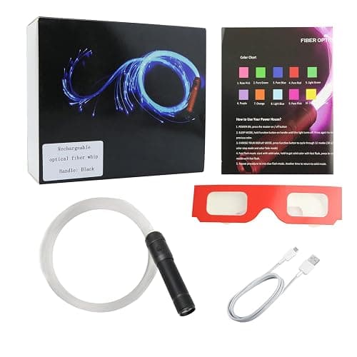 AMKI 6ft Rechargeable LED Fiber Optic Whip, 360 Swivel 36 Mode Effects Super Bright Light Up Dance Rave Toy Great for Raves Parties, Light Shows, EDM Pixel Whip Flow Lace Dance Festival thumbnail 9