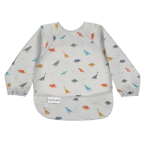 Tiny Twinkle Long Sleeve Bib for Babies & Toddlers – Waterproof Smock Bib for Eating – Machine Washable & Mess-Proof, Baby Feeding Essential & Shower Must-Have(Dinosaur, 6–24M) - Image 1
