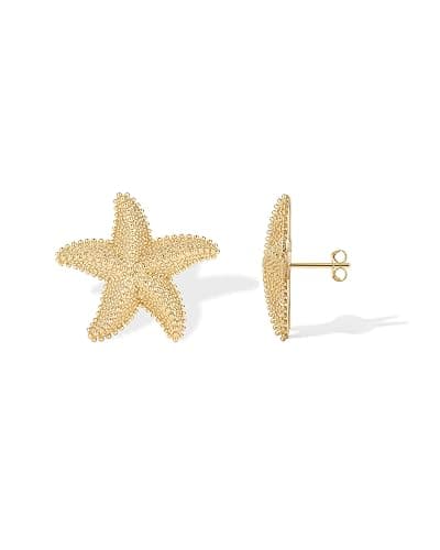 PAVOI 14K Gold Plated Starfish Statement Stud Earrings for Women | Trendy Jewelry Alluring Ocean-Themed Dangling Earrings - Image 1