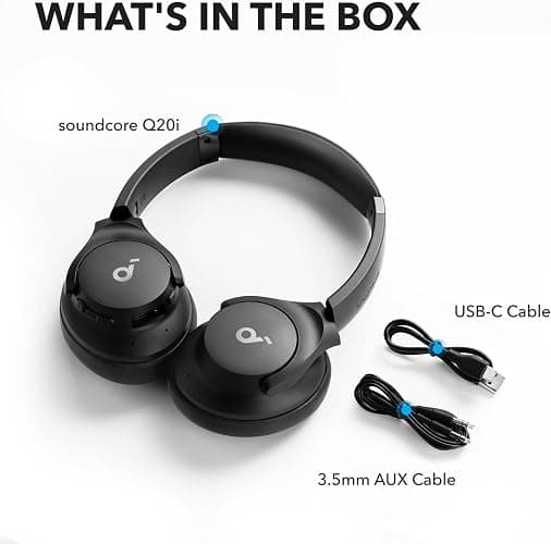 soundcore by Anker Q20i Hybrid Active Noise Cancelling Headphones, Wireless Over-Ear Bluetooth, 40H Long ANC Playtime, Hi-Res Audio, Big Bass, Customize via an App, Transparency Mode, Ideal for Travel thumbnail 8