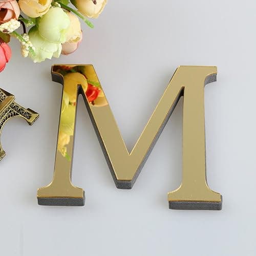 3D Gold Acrylic Letters DIY Wall Decorations, Self-Adhesive Alphabet Mirror Wall Stickers, Bubble Letter A to Z Home Decor Letter Sign Art Sticker Decal for DIY Home Decoration Light Gold (M) - Image 1