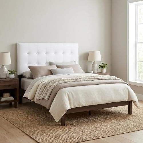 Furnifact Vinyl Twin Headboard Upholstered Design, Durable Construction, Stylish Bedroom Accent, Easy to Install, Comfortable Support for Twin Beds thumbnail 4