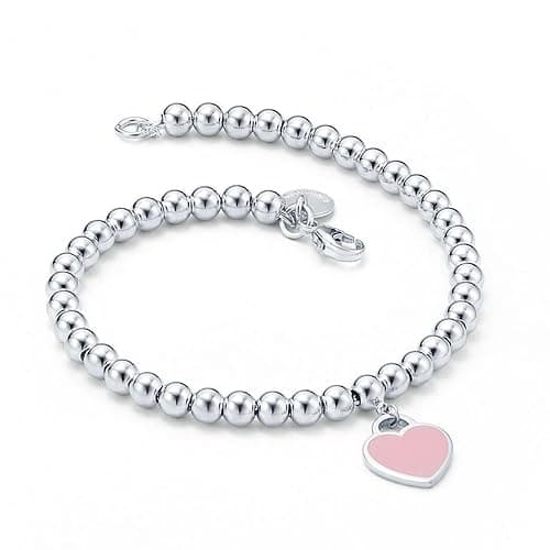Women Bracelets Link Bracelets Heart Bracelet for Best Friend, Gifts for Mom Boyfriend Friendship Jewelry - Pink thumbnail 4