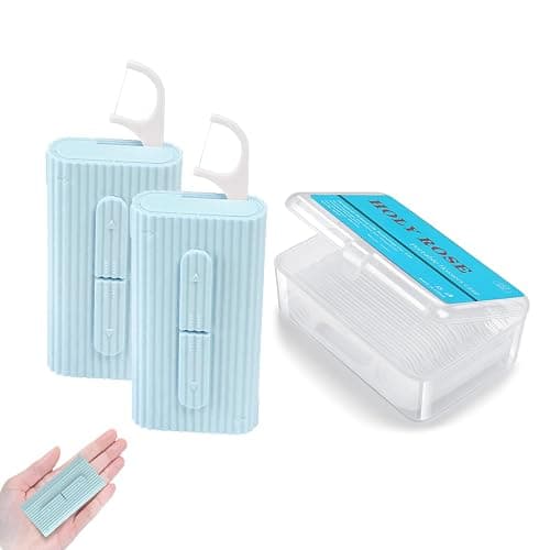 Holy rose Portable Dental Floss Picks Dispenser 2 Box,Travel Floss Case with Adult Floss Sticks 80Count,Portable Flosser Toothpick Perfect for Home,Travel Cleaning Teeth,Tool for Oral Care(Blue - Image 1