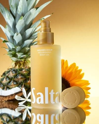 Saltair Body Oil. Luxurious Golden Hour After Shower and Bath Oil Moisturizer for Women and Men. Botanical, Non-Greasy, and Well-Absorbing Lotion for Hydrating Dry Skin. 4oz Pump Bottle thumbnail 3