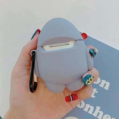 Cute Shark Case for Airpod 2nd 1st Generation Case, Funny 3D Cartoon Kawaii Cool Airpods Cases Cover Skin with Cleaning Kit & Keychain for Apple Air pod Gen 2 & 1 for Boys Girls Kids Teen, Shark - Shark thumbnail 4