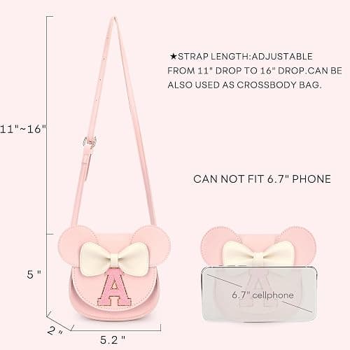 Mibasies Toddler Purse: Birthday Gift for Girls 3-8 - Little Kids Mini Mouse Ears Bow Purse (Pink S) thumbnail 6