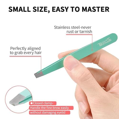 TsMADDTs 6 pcs Tweezers Set for Women, Eyebrow Tweezers with Curved Scissor for Ingrown Hair, Hair Plucking Daily Beauty Tools with Leather Travel Case thumbnail 4