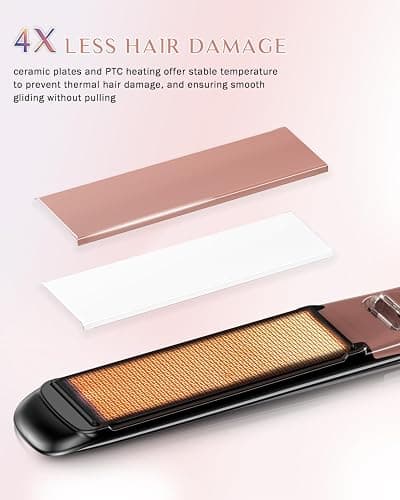 DORISILK 500 Degree High Temp Professional Hair Straightener，30s Fast Heating Ceramic Flat Iron ，2 in 1 Hair Straightener and Curler，Plasma Flat Iron Get Frizz-Free ，Dual Voltage for Travel Using thumbnail 6