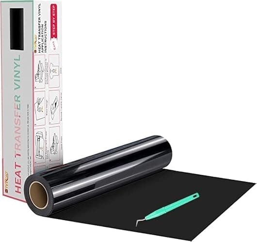 HTVRONT Black HTV Heat Transfer Vinyl Rolls - 12" x 20ft Black Iron on Vinyl for Shirts, Iron on for All Cutting Machines - Easy to Cut & Weed for Craft Heat Vinyl Design - Image 1