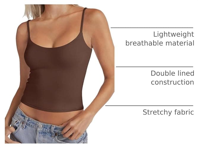PINKMSTYLE Women's Basic Double Lined Scoop Neck Tank Tops Summer Cami Top | Adjustable Spaghetti Strap,Soft Skin Stretch,Slim Fit for Everyday Wear thumbnail 4