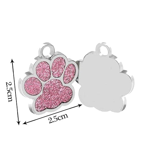 Dog Tags Personalized for Pets Dog Tag Cat Tags Personalized Dog Name Tags Personalized Dog Tags Custom Dog Tags Dog ID Tags Engraved Small Glitter Bling Paw Print(Pink Design 4) thumbnail 3