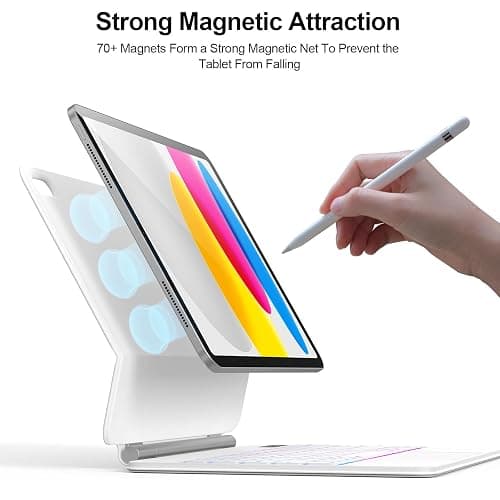 For iPad (A16) 11th &10th generation Case with Keyboard,Backlight Multi-Touch Trackpad for iPad 11th Gen 2025 11 inch&10th Gen 2022 10.9 inch, Magic-Style with Floating Cantilever Stand,T-White thumbnail 3