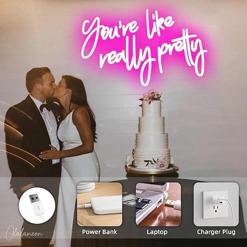 DAKABUKA You Are Like Really Pretty Neon Sign Pink Room Decor LED Neon Signs Wall Decor For Bedroom Bachelorette Party Teen Girls Room With Dimmable Switch USB Power(16.9 * 10.6inches) thumbnail 6