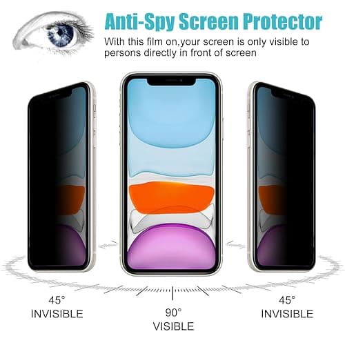 PEHAEL 3Pack for iPhone 11/iPhone XR Privacy Screen Protector Anti-Spy Tempered Glass Film 9H Hardness Easy Installation Bubble Free [6.1 inch] thumbnail 4