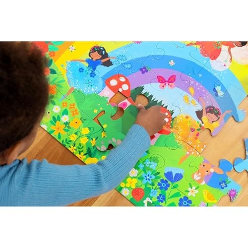 Crocodile Creek 36-Piece Jigsaw Floor Puzzle - Fun Floor Puzzles for Kids Ages 3-5 - Heavy-Duty Shaped Box for Storage - Over The Rainbow - 27" W x 20" H Finished thumbnail 5