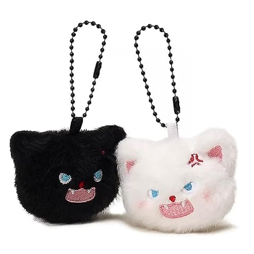 WXCATIM Kawaii Keychain 2ps Cute Plush Keychain Backpack Accessories Kawaii Keychains Stuffed Animal Cat Gifts For Cat Lovers Black Cats Gifts for Backpacks Handbag Bag Wallet for Women Friends - Image 1