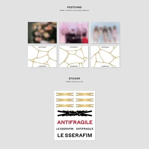 LE SSERAFIM ANTIFRAGILE Vol.2 IRIDESCENT OPAL Ver. Booklet Photocard + Postcard + Sticker + Antifragile Sticker + Folding Poster + 2 Pin Button Badges + 4 Extra Photocards thumbnail 6