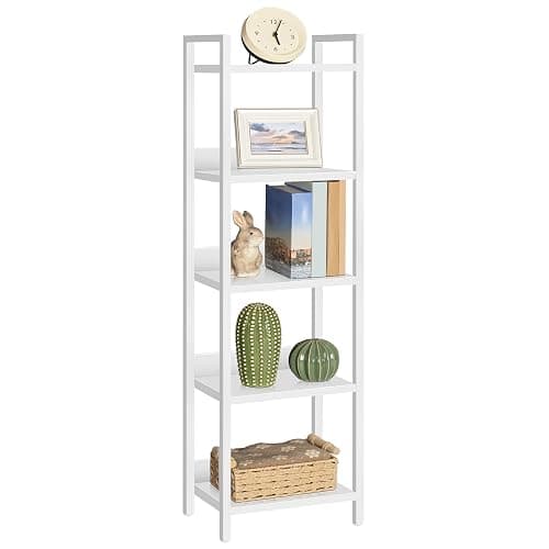 MAHANCRIS Bookshelf, 5-Tier Bookcase, Standing Book Shelf for Small Space, Storage Shelf Organizer, for Living Room, Bedroom, Study, Balcony, White BKBW5501 thumbnail 7