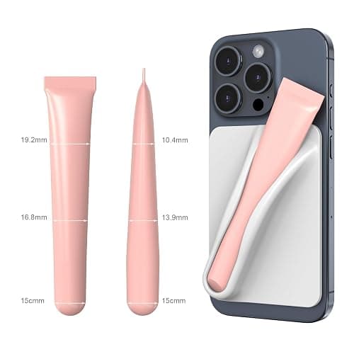 DOB SECHS 2 Pack Silicone Lip Holders for Cell Phone Lipstick Lip Glaze Phone Case Back Stick On Holder for iPhone and Android Smartphone, Khaki and Grey thumbnail 2
