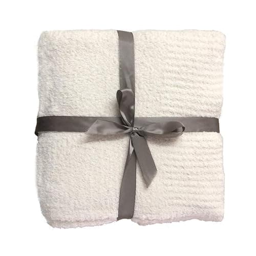 JOOJA Knit Throw Blanket Super Soft Warm Blanket for Couch Lightweight Fluffy Blanket for Bed Sofa 60x80 Inches Cream - Image 1