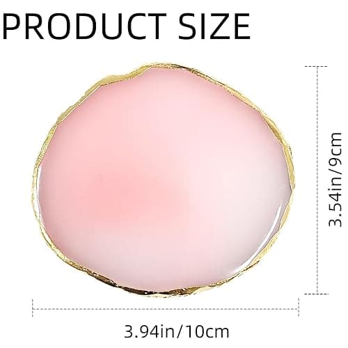 2Pcs Resin Nail Art Palette,Nail Polish Palette,Gold Edge Nails Holder Display Board,Cosmetic Mixing Tools for Nails Art(White,Pink) thumbnail 3