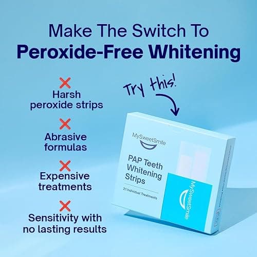 MySweetSmile Dentist-Approved Teeth Whitening Strips – IndyBest Winners 2023 & 2024 – Whiter Teeth in 7 Days – 21 Treatments – Reverses Years of Yellowing – Non-Slip & Sensitivity-Free – Pap Formula thumbnail 5