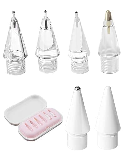 6 Pointes de Rechange pour Apple Pencil Embouts de Rechange Haute Sensibilité (2B/2H/3.0/Élastique/Bille Métallique/Balle) pour Apple Pencil Pro/1ère/2ème Génération avec Boîte de Range - Image 1