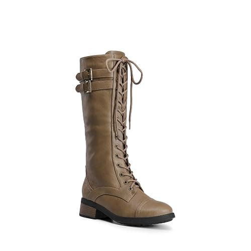 DREAM PAIRS Women's Pu Knee High Riding Combat Boots thumbnail 8