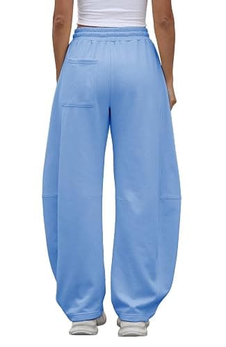 Waitfairy Barrel Sweatpants Women Baggy - 29" Inseam Drawstring Curved Wide Leg Sweatpants Women Lounge Gym Sweats Joggers thumbnail 4
