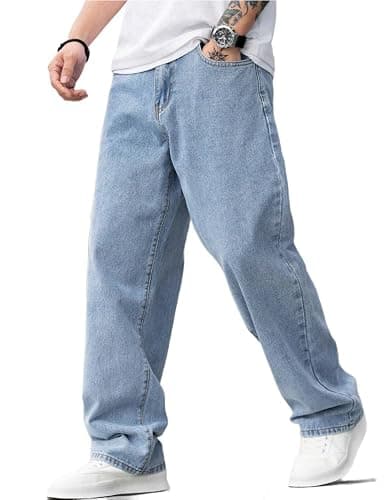 LuminBlaze Baggy Jeans for Men Y2K Streetwear Vintage Wide Leg Loose Fit Denim Pants Hip Hop Skater Carpenter Jeans thumbnail 4