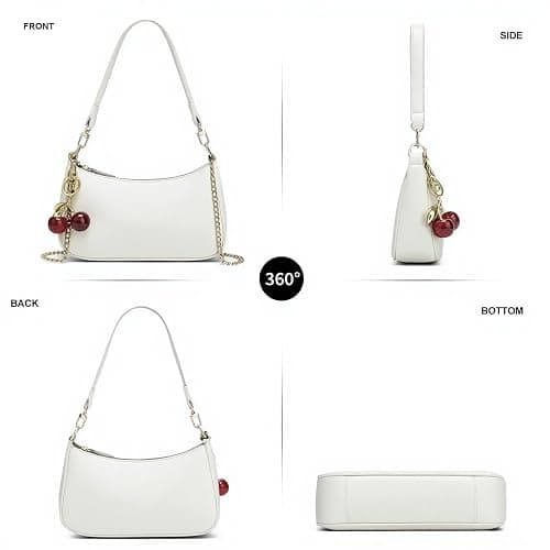MOPOVO Black Shoulder Bag for Women Cute Hobo Cherry Purse Retro Clutch Underarm Handbag with Removable Straps thumbnail 6