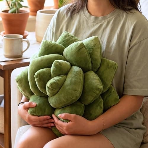 Green Philosophy Co. Succulent® Pillow 16" – Soft 3D Decorative Flower Throw Pillow, Unique Olive Green Plush Flower Cushion, Perfect for Couch, Sofa, Bedroom Decor, Gift for Plant Lovers thumbnail 4