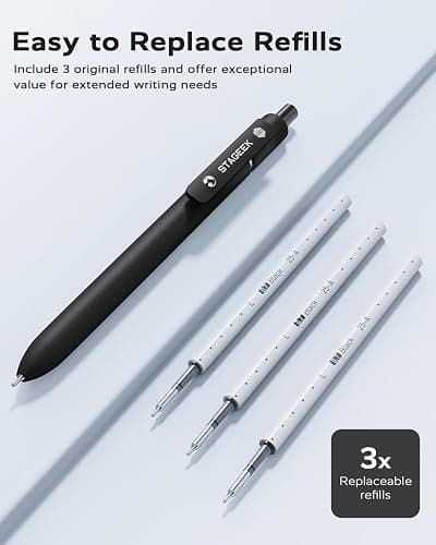 STAGEEK Black Gel Pens, 6Pcs Fine Point Smooth Writing Pens with 3 Extra Refills, Black Ink Pens for Journaling, Office, Note Taking, School Supplies, Nurse Aesthetic(Black Gray White) thumbnail 2