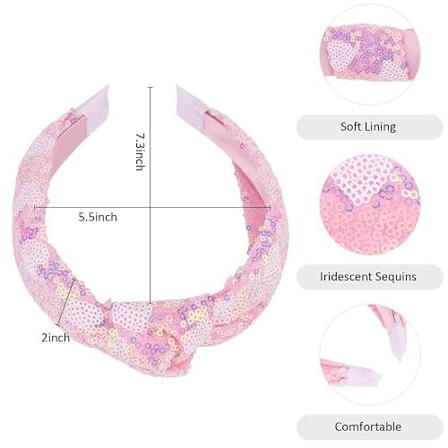 Brimekichio Sequin Girls Headbands, Knotted Kids Headbands for Girls, Sparkly Glitter Hair Band Girl Hair Accessories thumbnail 5