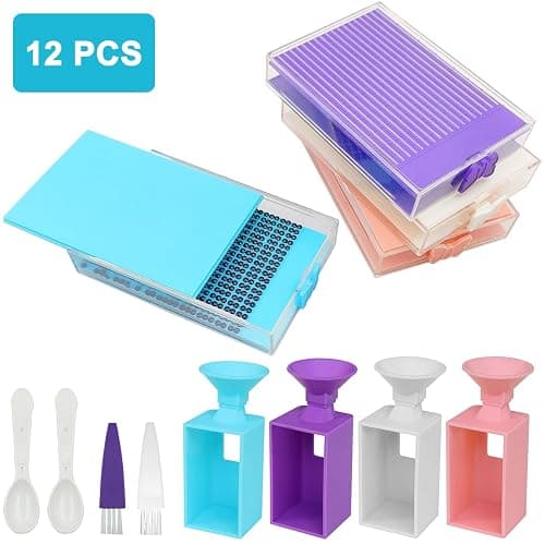 8 Set Diamond Art Trays Accessories, FineGood Diamond Art Storage Kits for Adults Diamond Storage Containers Funnel for DIY Diamond Art Painting thumbnail 2