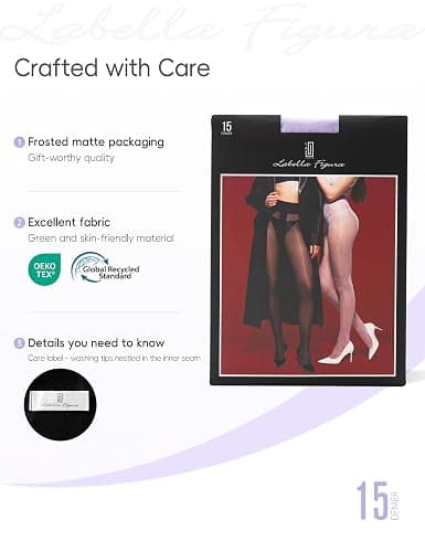 LABELLA Multicolor 15D Shiny Tights Ultra Sheer Stylish Pantyhose with Silky Smooth & Nude-Invisible Feel thumbnail 6