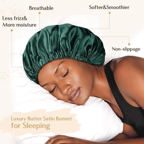 Yanibest Double Layer Satin Bonnet Silk Bonnet for Sleeping Adjustable Hair Bonnet for Women Curly Natural Hair thumbnail 2