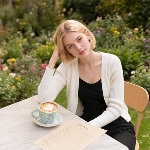 LGQ Cute Floral Coffee Mug Set of 4-12oz Ceramic Flower Embossed Cups with Petal Handles, Dishwasher and Microwave Safe thumbnail 7
