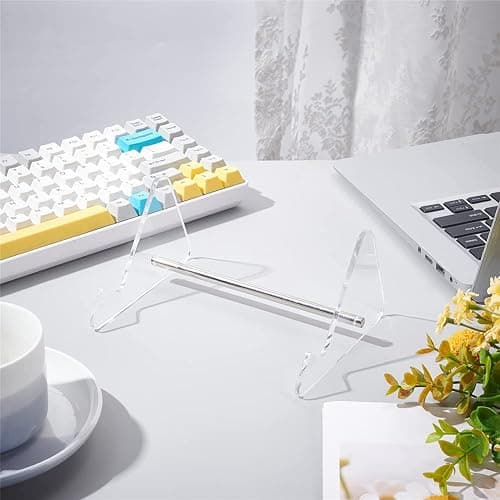 CRASPIRE Keyboard Display Stand Acrylic 1-Tier Keyboard Holder Transparent Acrylic Stand Detachable Keyboard Storage Holder with Platinum Tone Iron Findings for Keyboard Computer Tablet Picture Frame thumbnail 5