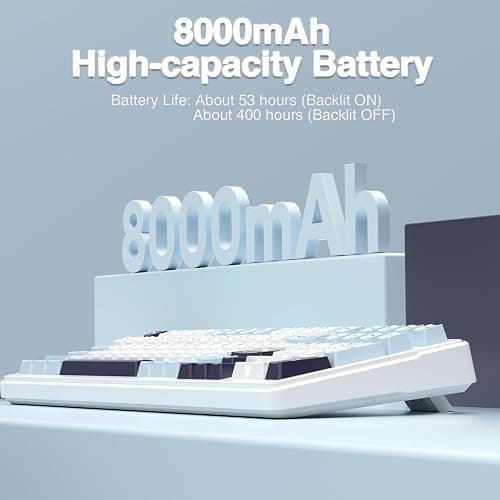 AULA F99 Wireless Mechanical Keyboard, Hot Swappable Custom Keyboard,Pre-lubed Linear Switches,Gasket Structure,RGB Backlit Gaming Keyboard (Blue&White) thumbnail 8