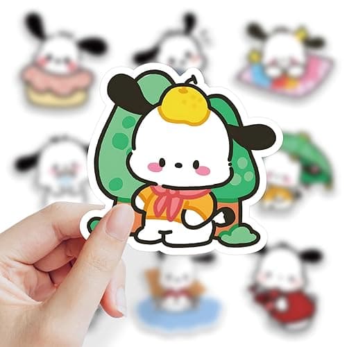 50Pcs Cartoon Cute Pochacco PET Transparent Stickers Pack Decal for Water Bottles Cup Laptop Phone Guitar Car Bike,Kid/Teen Gift JKT - B thumbnail 6