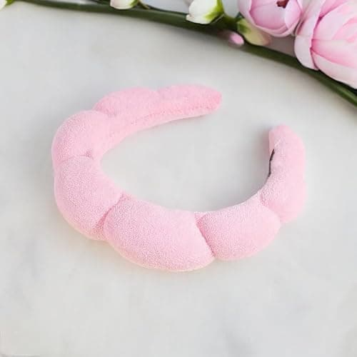 Pretty Magpie Pink Sponge Wristbands Set - Fast Dry Sponge Headbands for Women's Hair - Skincare & Makeup thumbnail 2