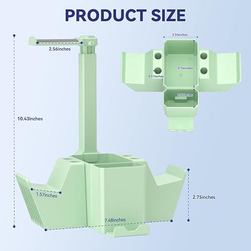 KDD Dual Controller Holder with Headphone Stand - Multi-Functional Desk Storage Box with Phone Holder - Universal Controller Stand with Desktop Organizer for Remote Control Pen Accessories(Green) thumbnail 8