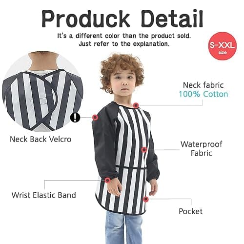 Plie Kids Waterproof Art Smock – Long Sleeve Apron for Painting, Baking, Sensory Play (Ages 1–10) thumbnail 3